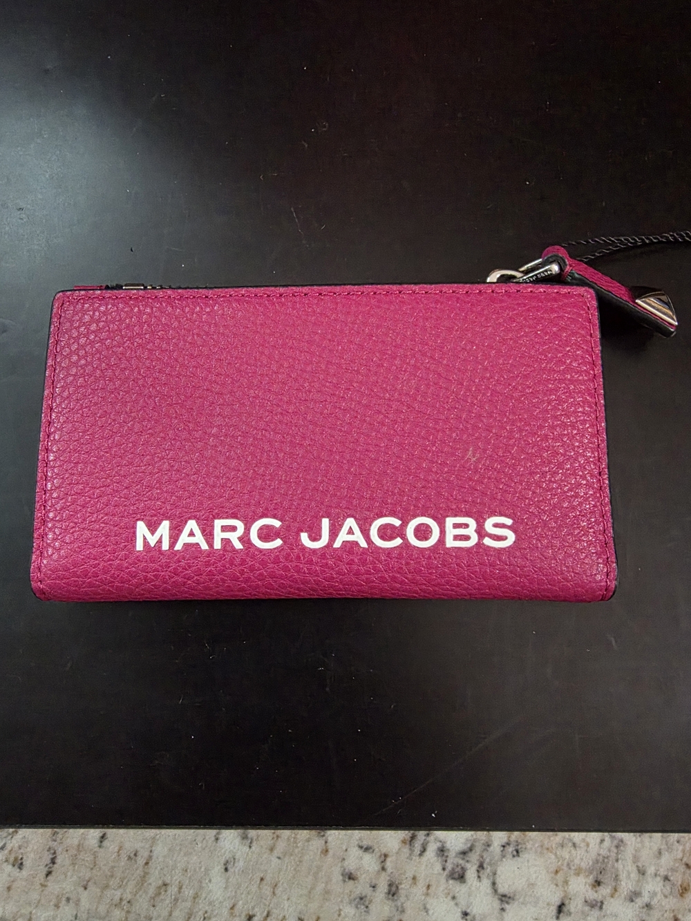 Marc Jacobs Fuchsia Pebbled Leather Zip Wristlet